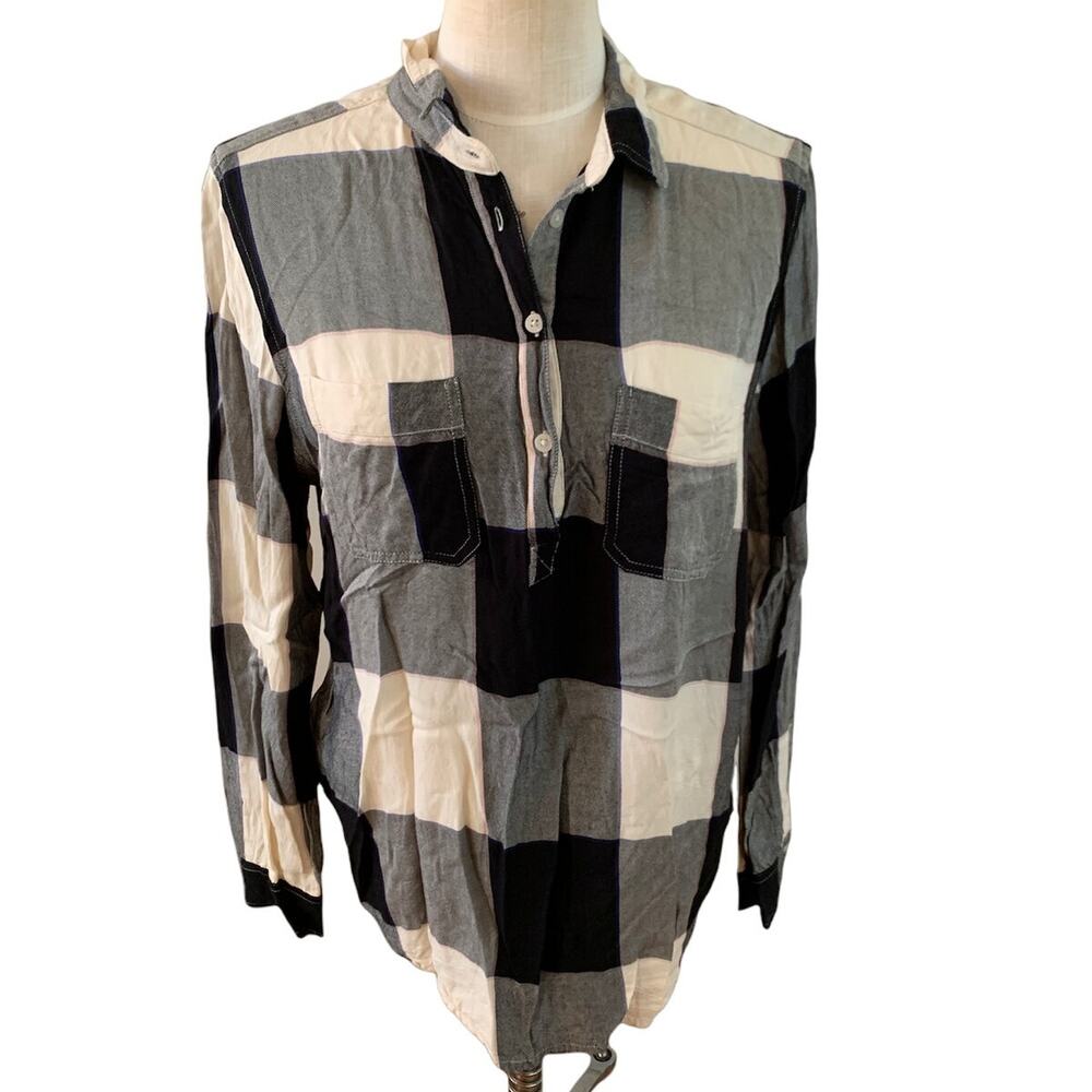 Universal Thread Buffalo plaid shirt black white L
